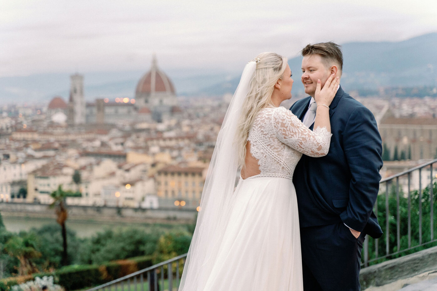 This couple's cool November wedding portraits overlooking Florence, Italy