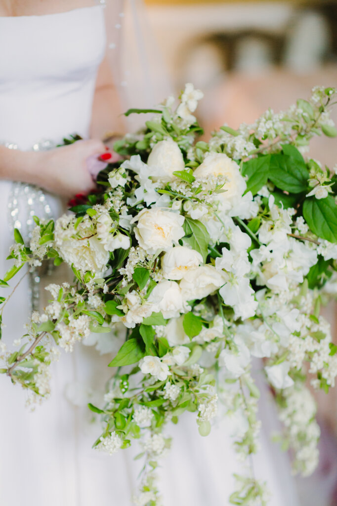 Jasmine, biancospino and garden roses bridal bouquet perfection